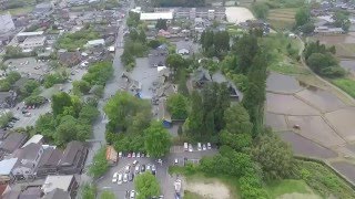 空から見た2016年熊本地震による阿蘇神社の被害 Aerial view of Aso Shrine damaged by the 2016 Kumamoto Earthquake