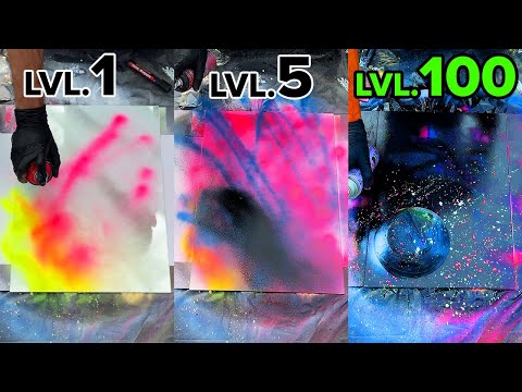 LVL 1 vs LVL 100 STREET ART 🤯🎨 (Talented Spray Painting)