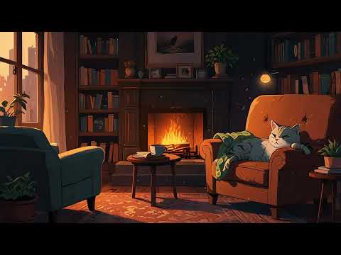 🔥 Cozy Fireplace Ambiance  & Lofi Music | Relaxing Study and Chill 🔥