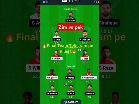 Zim vs pak dream11 team #zimvspak #dream11prediction #cricket #fantasycricketteam  #grandleague #odi