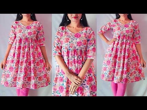 Simple casual wear kurti cutting stitching | Hakoba Alia cut kurti cutting stitching |kannada