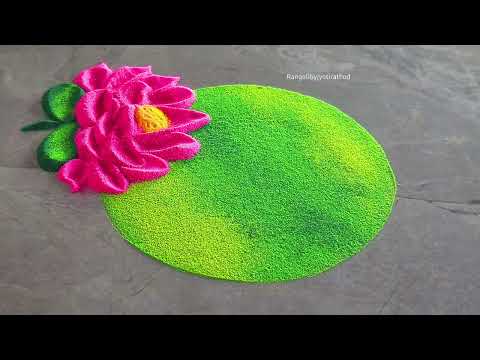 9 Days 9 colors 9 Ratri rangoli designs | Navratri 2 day green 💚 colors rangoli