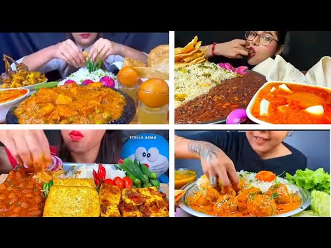 @eating panir🔥buttermasala with vegetable friedrice🥵Puri#ytmukbanger challenge ##ytvideo 2xspeed