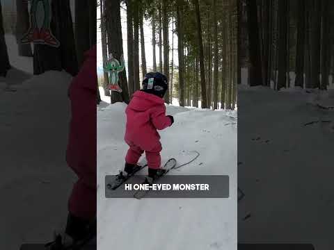 Cute 2-year-old baby skiing adventure #cuteness #skiing #baby