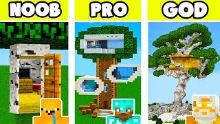 MINECRAFT BATTLE NOOB vs PRO vs GOD vs HACKER: TREE HOUSE CRAFTING CHALLENGE in Minecraft ANIMATION