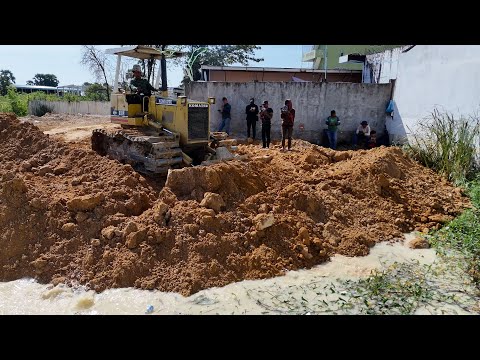 Day3| 15% Deep Pond Fill Up Achieved Komatsu D31P Pouring Soil Drop In Water