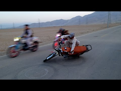 motorcycle racing in the village