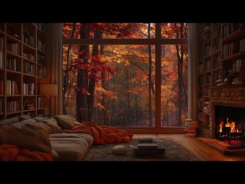 Relaxing Jazz & Rain Sounds in a Cozy Cabin Ambience | Perfect for Sleep & Study 🍁