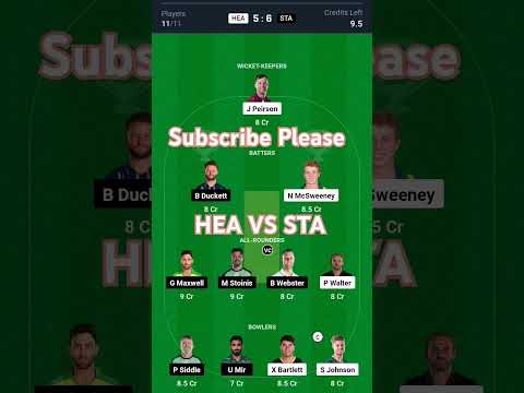 HEA vs STA Dream11 Prediction, Brisbane vs Melbourne Green Dream11 Team, HEA vs STA Dream11 Team |