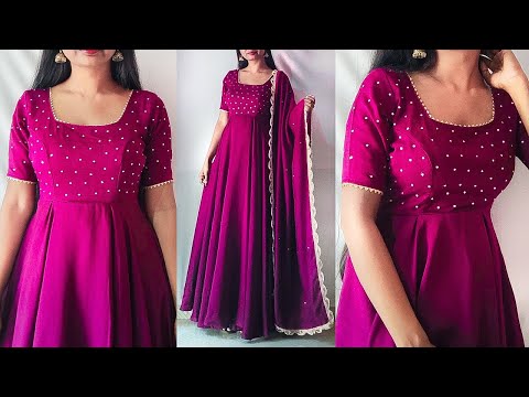 Princess Cut Umbrella Dress Cutting and Stitching | designer party wear long frock cutting stitching