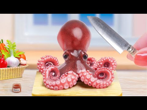 🐙 Delicious Miniature Crispy Fried Octopus Recipe  Attractive Mini Seafood Dishes 🌶️Tiny Cake 🍽️