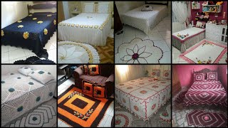 latest trending crochet handmade bedsheets and floral mats||crochet tables covers