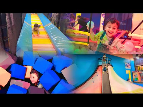 Cute baby ultimate fun in adventure park | Indoor Trampoline in America