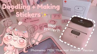 doodling on my iPad Pro + making stickers ✨ unboxing phomemo M110 thermal printer 🌸