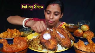 Spicy Chicken Curry With Rice Eating, And Fish Curry Egg Curry Eating Mukbang