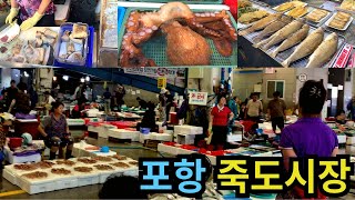 포항 죽도시장의 보리밥 맛집과 엄청난 크기의 다양한 수산물들. 대왕문어, 고래고기, 랍스터 등등