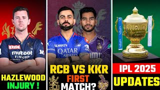 IPL 2025 NEWS : Josh Hazlewood Injury 😱 |KKR VS RCB Opening Match | RJ Cricinfo