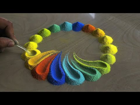 Beautiful 😍 Navratri Rangoli designs | #51 Satisfying video | Diwali Rangoli