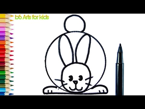 How to Draw Rabbit Easy from Circle | b6 Arts for kids