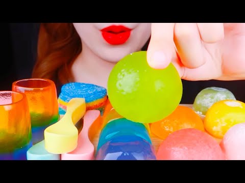 ASMR, Mukbang Rainbow Jelly Dessert, Rice Cake Eating Vlog 레인보우 젤리 디저트, 떡 먹기 @LESA_ASMR