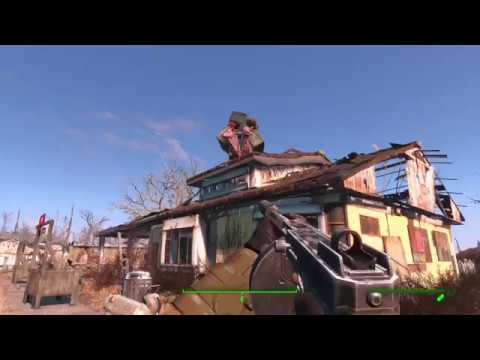 Fallout 4: Trashcan Carla's Pack Brahmin on the roof