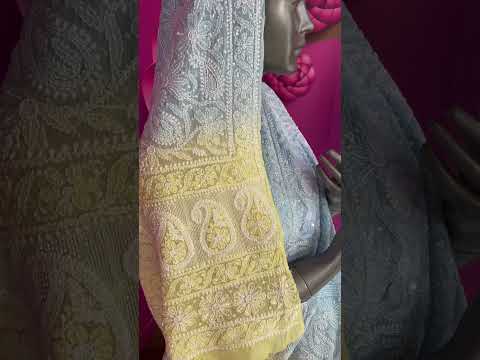 Lakhnavi Omre Pure Georgette Chikankari Lehenga with Pearl and Sequence embellishment