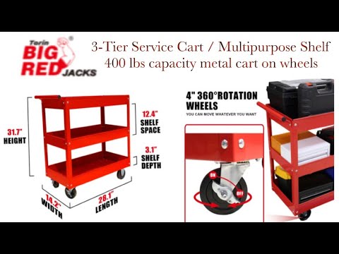 Torin BIG RED 3-Tier Steel Multipurpose Tub Utility Cart with wheels assembly and product review