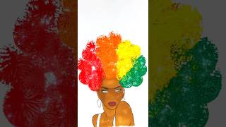 DIY colorful afro girl hairstyle easy kids art #kids #afro #colors #kidsart