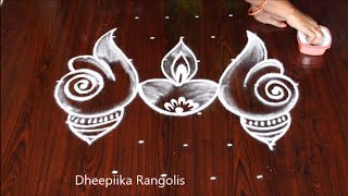 Shanku kolam with 7X4 dots-Easy rangoli designs-Friday kolangal-Lakshmi pooja Rangoli designs