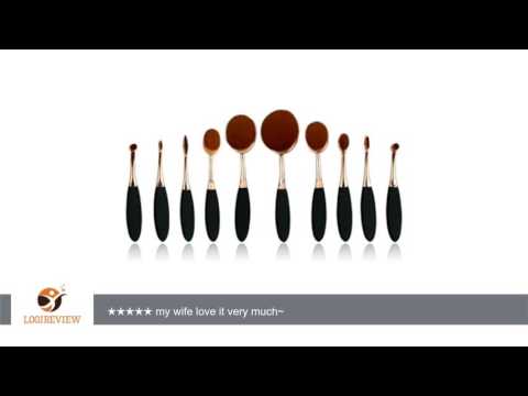 eBoTrade High Quality 10 Pcs Powder Foundation Face Makeup Oval Loose Brush 10Pcs Elite Tooth Design