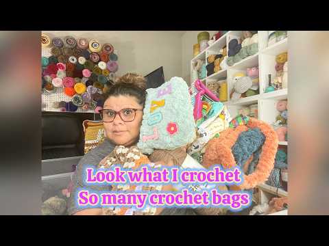 Look what I crochet so many bags & I sewing 44 bags #crochet #crochetbags #yarnlove #