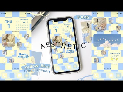 customize your iphone aesthetic 🌧 (yellow & blue) ios15 ✨ | how to have an aesthetic phone