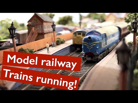 Model railway layout, trains running!  Model trains running on my uk layout.