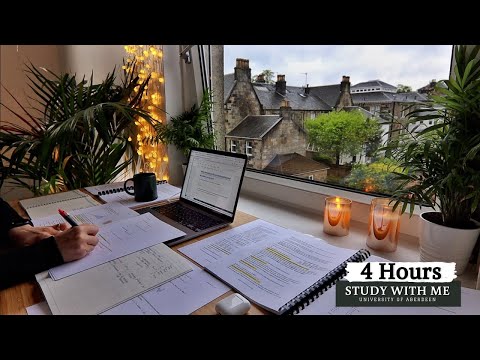 4 HOUR STUDY WITH ME | Background noise, 10 min break, No Music, Study with Merve 2