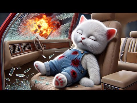 Kitten drives Car🚘 to chase Train🚂 - Warning Corner! #cat #ai #catlover #catvideos #cutecat #aicat