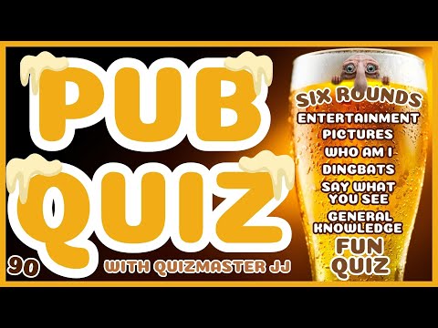 Pub Quiz No90 - 6 Different Rounds - 40 Questions & Answers - 80 Points to Win. trivia/Fun Quiz