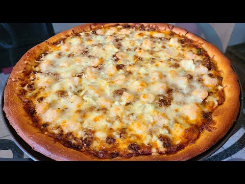 Spicy Shrimp and Hot sausage pizza | New Orleans style