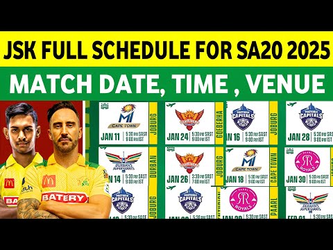 SA20 2025 : Joburg Super Kings Match Schedule | JSK Match Schedule 2025 ||