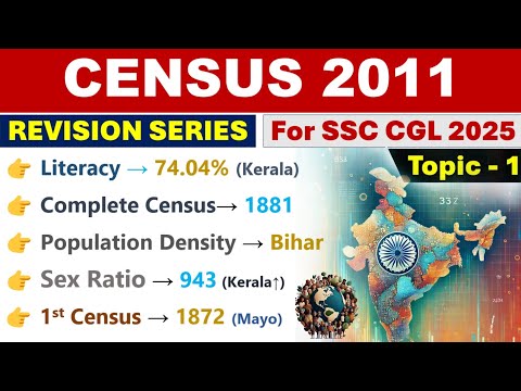 CENSUS OF INDIA 2011 | Revision Series For SSC CGL 2025 | CENSUS 2011 Top MCQs | Indologus