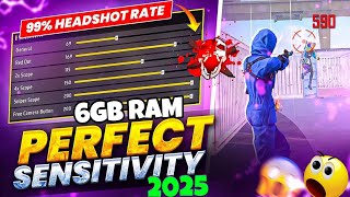 6GB RAM FREEFIRE SENSITIVITY SETTINGS 2025||best mobile setting+DPI✅