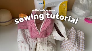 DIY make-up bag sewing tutorial - beginner sewing project - quilted pouch sew along