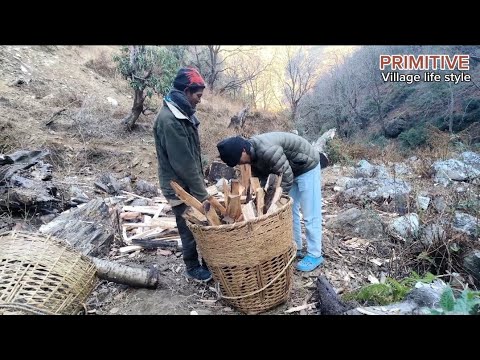 This is Mountain village life |Chopping firewood| Daily Activities of Village | At winter Season |