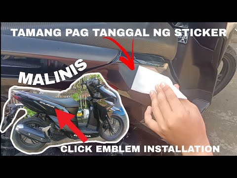 PAG TANGGAL NG STICKERS/DECALAS NG MOTOR | CLICK EMBLEM INSTALLATION | BuksTV