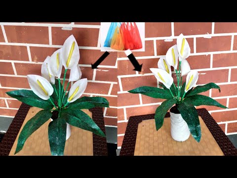 how to make/ flower from plastic bag/ material Craft ideas/ cement pots tutorial