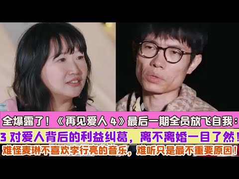 全爆露了！《再見愛人4》最後一期全員放飛自我：3對愛人背後的利益糾葛，離不離婚一目了然！難怪麥琳不喜歡李行亮的音樂，難聽只是最不重要原因！