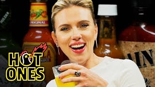 Scarlett Johansson Tries To Not Spoil Avengers While Eating Spicy Wings | Hot Ones