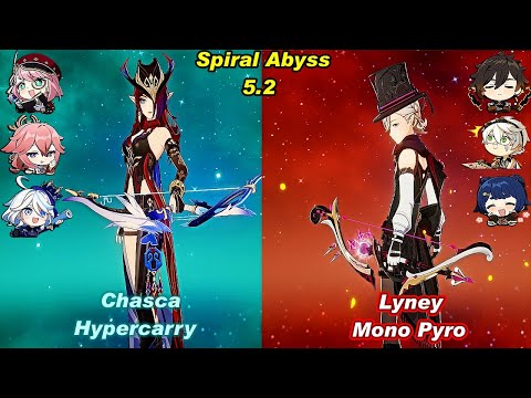 (5.2) C0 Chasca Hypercarry & C0 Lyney Mono Pyro Spiral Abyss Floor 12 Full Star