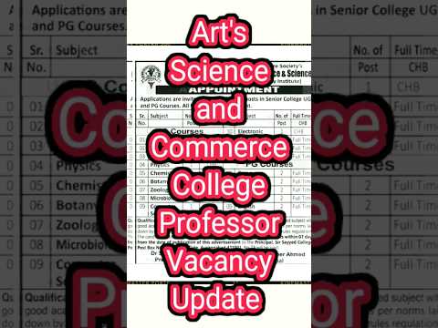 Art's, Science and Commerce College Job Alert 🔥 | Shikshak Bharti | #jobs #shorts #viral