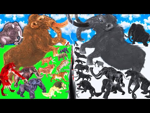 Prehistoric Mammals VS Shadow Itself Mammals Size Animal Epic Battle Woolly Mammoth vs Shadow Mammot