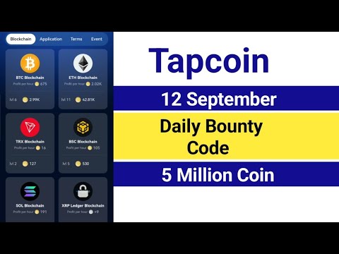 Tap coin Daily Bounty Code | Tap coin 12 September Bounty code | fazale rabbi